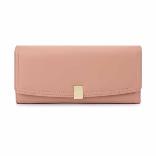 EGLOW Kleine, kompakte Geldbörse für Damen, modische Multi-Karten-Clutch mit großem Fassungsvermögen, Alltags-Organizer mit Reißverschlusstasche (Color : Pink) von EGLOW