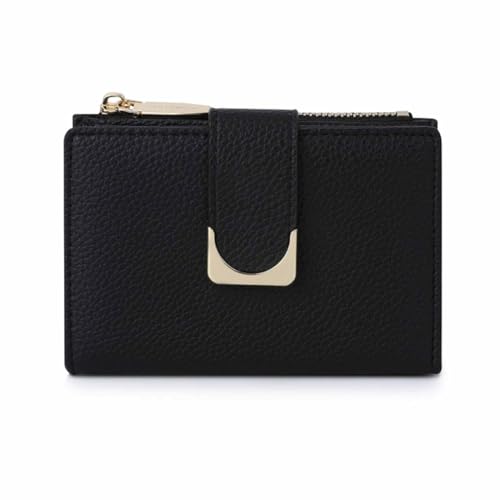 EGLOW Kurze Brieftasche für Damen, Visitenkarte, Geldbörse, Leder, Kleingeldfach, Kartenhalter, tragbarer Reisekarten-Organizer, lässig (Color : Black) von EGLOW