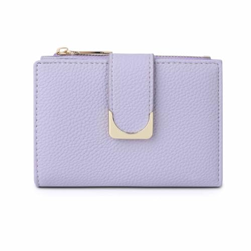 EGLOW Kurze Brieftasche für Damen, Visitenkarte, Geldbörse, Leder, Kleingeldfach, Kartenhalter, tragbarer Reisekarten-Organizer, lässig (Color : Purple) von EGLOW