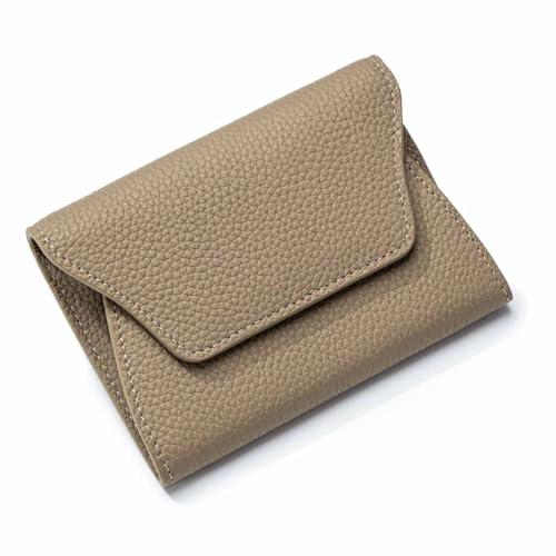 EGLOW Leder-Geldbörse für Damen, Damen-Geldbörse aus echtem Leder, blockierender Kreditkartenhalter, schlicht, klassisch, Mini-Geldbörse für Reisen, Arbeit, Kleingeld (Color : Brown) von EGLOW