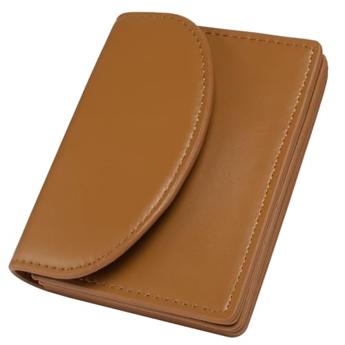 EGLOW Mini-Kreditkartenetui für Damen, Visitenkartenetui, Geldbörse, kleines Münzfach, schlanke, tragbare Leder-Geldbörsen für Damen (Color : Brown) von EGLOW