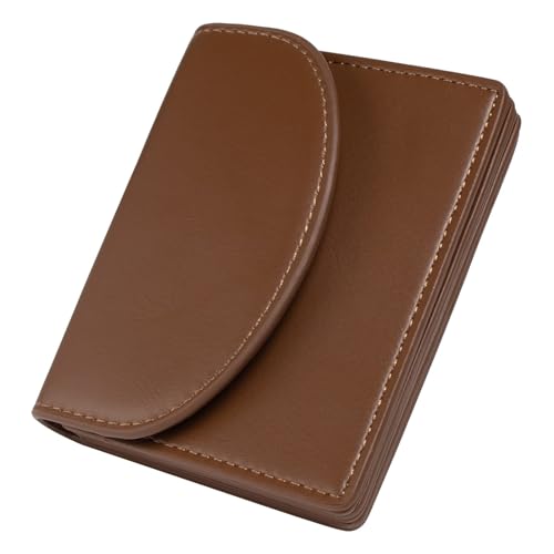 EGLOW Mini-Kreditkartenetui für Damen, Visitenkartenetui, Geldbörse, kleines Münzfach, schlanke, tragbare Leder-Geldbörsen für Damen (Color : Coffee Color) von EGLOW