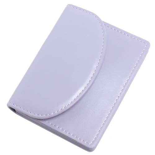 EGLOW Mini-Kreditkartenetui für Damen, Visitenkartenetui, Geldbörse, kleines Münzfach, schlanke, tragbare Leder-Geldbörsen für Damen (Color : Purple) von EGLOW