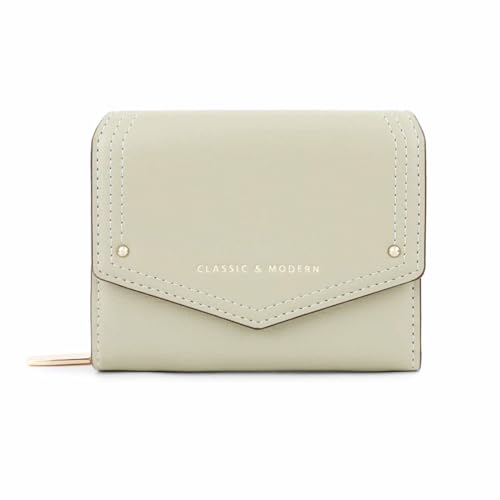 EGLOW Mode Weiches Leder Kleine Geldbörse Flapover Bifold Geldbörse Reißverschlussfach Geldkarte Ausweis Fenster Geldbörse für Frauen Mädchen (Color : Green) von EGLOW