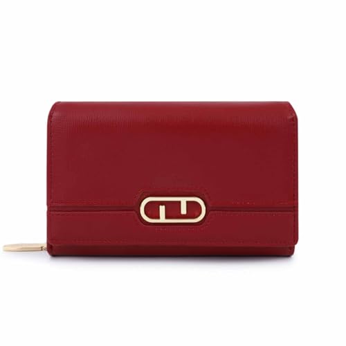 EGLOW Modische Lange Geldbörsen für Damen, mehrere Taschen, Reißverschluss-Geldbörsen, für den täglichen Gebrauch, passende Clutch aus weichem PU-Leder, klassischer Veganer Kartenhalter (Color : Red) von EGLOW