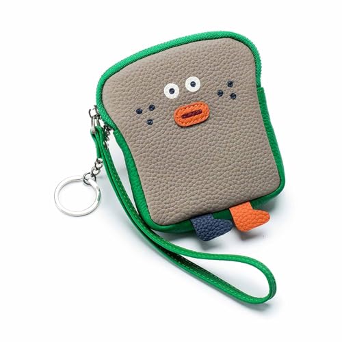 Einfache weibliche Cartoon Kurze Geldbörse Aufbewahrungstasche Mini Frauen kreative kleine ultradünne Leder erste Schicht Rindsleder Brieftasche Geldbörse (Color : Green) von EGLOW