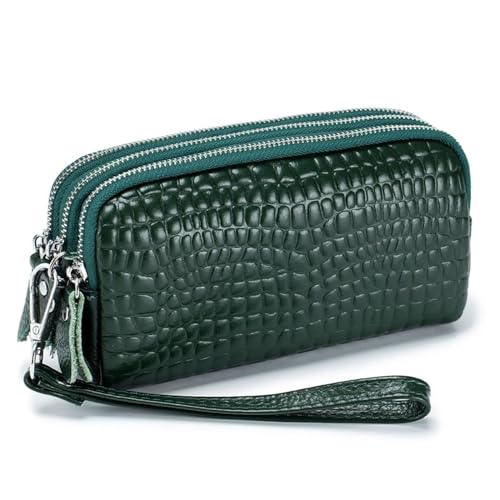 Geldbörse für den täglichen Gebrauch, Mini-Geldbörse, Leder-Clutch für Damen, kleine Handgelenk-Handtasche, Geldbeutel, modisch, einfach, für den Alltag (Color : Green) von EGLOW