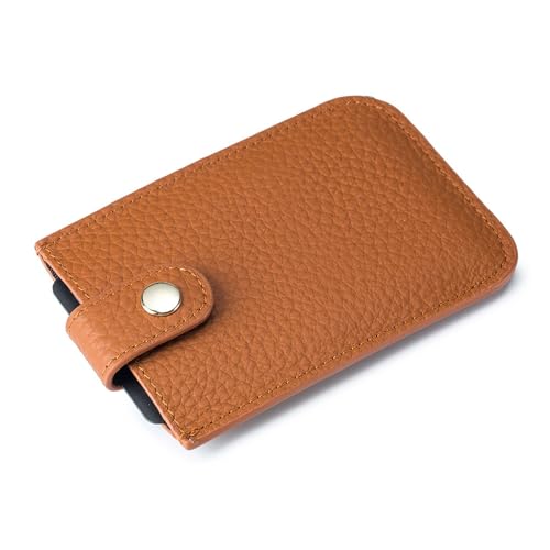 Kreditkartenetui, RFID-blockierend, schlankes Kreditkartenetui, Premium-Leder, minimalistische Vordertasche, kleines Portemonnaie, Bankkartenetui für 5 Karten- und Geldscheinfächer ( Color : Brown ) von EGLOW