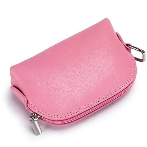 Mini-Kleingeldhalter, tragbare Geldbörse aus Leder für den Alltag, Mini-Kleingeldbeutel, Kartenhalter für Männer und Frauen, Tasche für Kleingeld, anwendbar auf Münz-Headset-Schlüssel (Color : Pink) von EGLOW