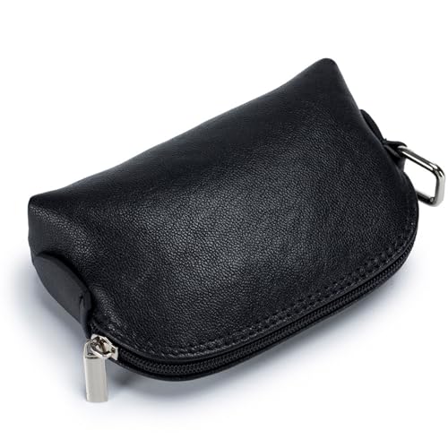 Mini-Kleingeldhalter, tragbare Geldbörse aus Leder für den Alltag, Mini-Kleingeldbeutel, Kartenhalter für Männer und Frauen, Tasche für Kleingeld, anwendbar auf Münz-Headset-Schlüssel (Color : Black von EGLOW