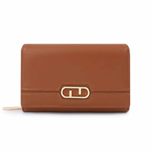 Modische lange Geldbörsen für Damen, mehrere Taschen, Reißverschluss-Geldbörsen, für den täglichen Gebrauch, passende Clutch aus weichem PU-Leder, klassischer veganer Kartenhalter ( Color : Brown ) von EGLOW