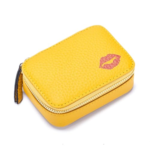 Tragbare Make-up-Tasche, Lippenstift-Organizer-Tasche mit Leder-Kosmetiktasche, Kartenhalter für Damen, Tasche für Münzen, Wechsel-Kosmetiktasche, anwendbar auf Lippenstift-Headset-Münzen (Color : Ye von EGLOW