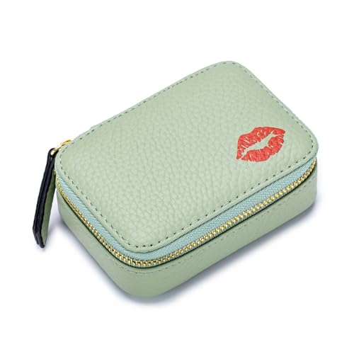 Tragbare Make-up-Tasche, Lippenstift-Organizer-Tasche mit Leder-Kosmetiktasche, Kartenhalter für Damen, Tasche für Münzen, Wechsel-Kosmetiktasche, anwendbar auf Lippenstift-Headset-Münzen (Color : Li von EGLOW