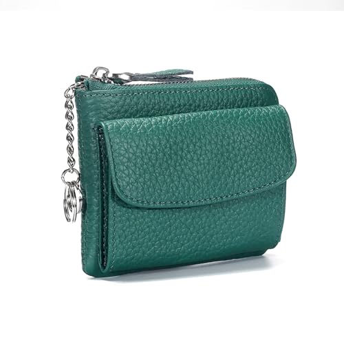 Wunderschöne Damen-Zero-Geldbörse, tragbare Geldbörsen, Leder, Mini-Schlüsselanhänger, Reißverschluss-Stil, Münzgeldbörse, Wristlet-Geldbörsen, Mädchen-Geldbörse, kleine Tasche (Color : Green) von EGLOW