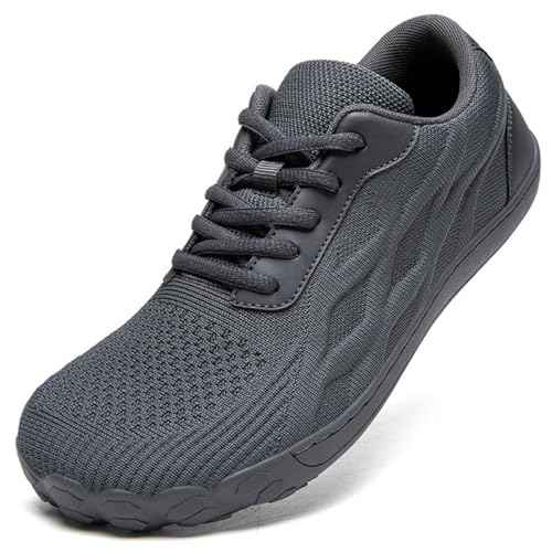 EGMPDA Herren breite Füße Schuhe breite Sportschuhe Bequeme Laufschuhe Sportschuhe Wanderschuhe Fitness Schuhe Off Road Laufschuhe Dunkelgrau 41 EU von EGMPDA