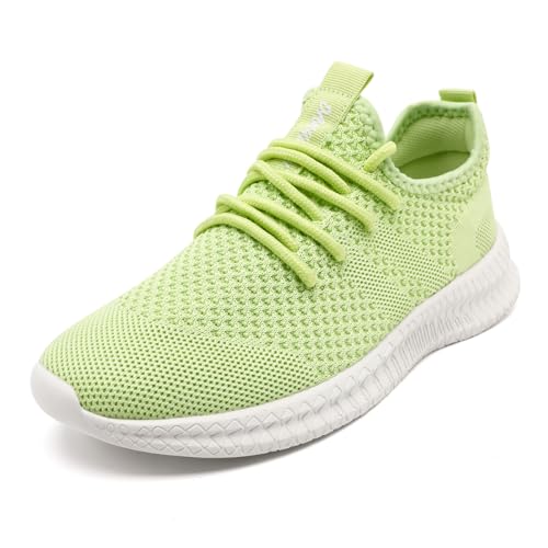 EGMPDA Damen Walkingschuhe Laufschuhe Wanderschuhe Sneaker Sport Trekking Turnschuhe Workout Jogging Outdoor Running Straßenlaufschuhe Freizeit Damen Leichtgewichts Atmungsaktiv Schuhe Hellgrün 39 von EGMPDA