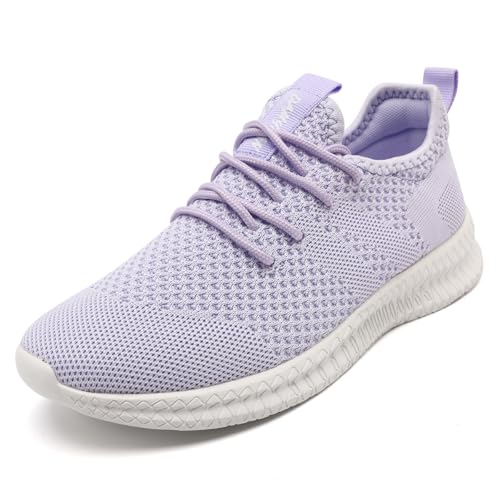 EGMPDA Damen Walkingschuhe Laufschuhe Wanderschuhe Sneaker Sport Trekking Turnschuhe Workout Jogging Outdoor Running Straßenlaufschuhe Freizeit Damen Leichtgewichts Atmungsaktiv Schuhe Hellviolett 40 von EGMPDA