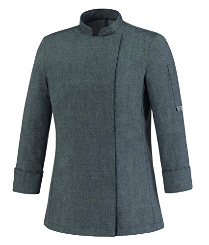 EGOchef Damen Kochjacke grau Slim FIT Druckknöpfe (M=38/40) von EGOCHEF