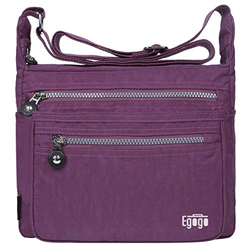 EGOGO Damen Umhängetasche Messengertasche Schultertasche Henkeltasche mit Reißverschluss E303-5 (Lila) von EGOGO