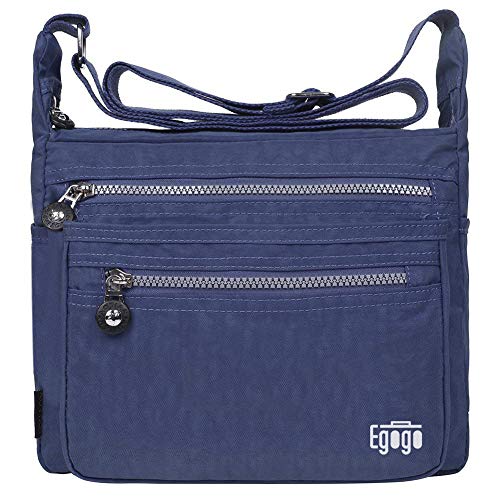 EGOGO Damen Umhängetasche Messengertasche Schultertasche Henkeltasche mit Reißverschluss E303-5 (Dunkel blau) von EGOGO