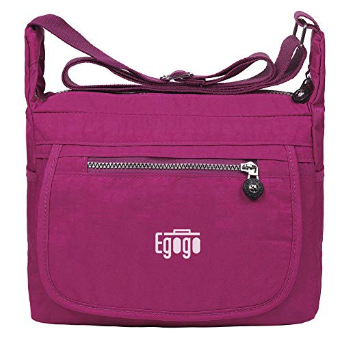 EGOGO Wasserdicht Nylon Damen Casual Umhängetasche Messengertasche Schultertasche Henkeltasche E303-6 (Rosa) von EGOGO