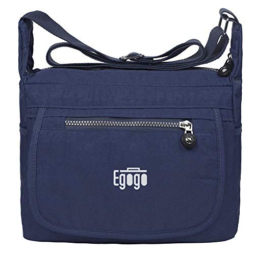 EGOGO Wasserdicht Nylon Damen Casual Umhängetasche Messengertasche Schultertasche Henkeltasche E303-6 (Dunkelblau) von EGOGO