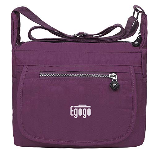 EGOGO Wasserdicht Nylon Damen Casual Umhängetasche Messengertasche Schultertasche Henkeltasche E303-6 (Lila) von EGOGO