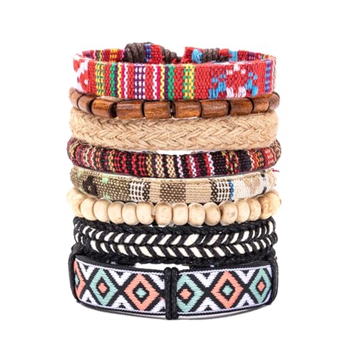 EGOINA Leder armband für Herren Damen Individualität Geflochtenes Armband Holzperlen Bohème-Armband EGOINA Leder armband für Herren Damen Individualität Geflochtenes Armband Holzperlen Bohème-Armband von EGOINA