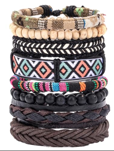 EGOINA Leder armband für Herren Damen Individualität Geflochtenes Armband Holzperlen Bohème-Armband EGOINA Leder armband für Herren Damen Individualität Geflochtenes Armband Holzperlen Bohème-Armband von EGOINA