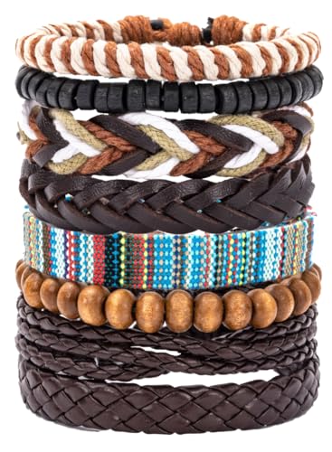EGOINA Leder armband für Herren Damen Individualität Geflochtenes Armband Holzperlen Bohème-Armband EGOINA Leder armband für Herren Damen Individualität Geflochtenes Armband Holzperlen Bohème-Armband von EGOINA