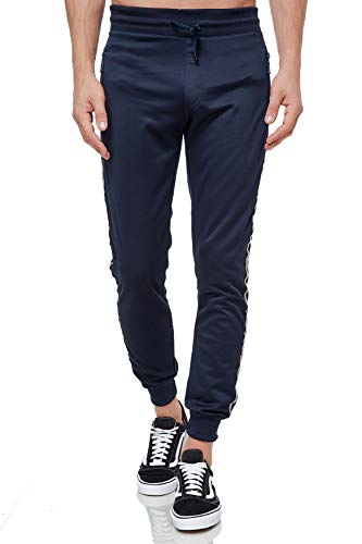 EGOMAXX Herren Basic Jogger Trainingshose Gummibund Reflektor Jogginghose Reißverschluss Tasche, Farben:Navy, Größe Hosen:XXL von EGOMAXX