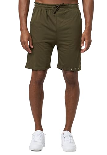 EGOMAXX Herren Basic Sport Trainings Shorts Gummibund Kurze Slim Fit Sommer Jogginghose Taschen, Farben:Olive, Größe:L von EGOMAXX