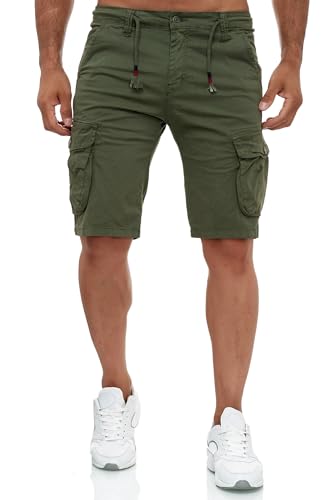 EGOMAXX Herren Cargo Chino Shorts Freizeit Hose 3/4 leichte Trekking Casual Design, Farben:Grün, Größe:29W von EGOMAXX