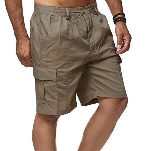 EGOMAXX Herren Cargo Shorts Kurze Freizeit Hose Schlupfhose Leichter Stoff, Farben:Hellbraun, Größe Hosen:M von EGOMAXX