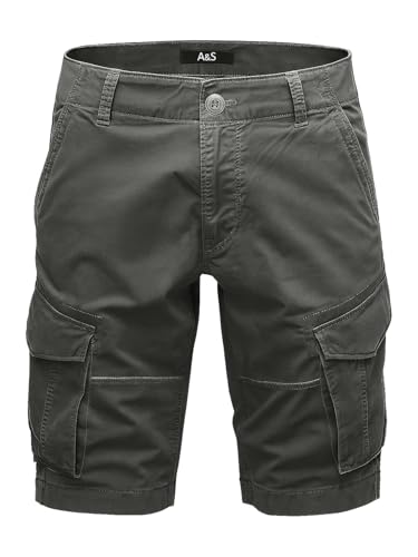 EGOMAXX Herren Cargoshorts mit Patten-Taschen Chino Bermuda A&S, Farben:Dunkelgrau, Größe:32W von EGOMAXX