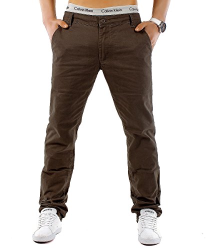 EGOMAXX Herren Chino Hose Regular Fit MC Trendstr Elegante Basic Stoff Jeans, Farben:Braun, Größe Hosen:30W von EGOMAXX