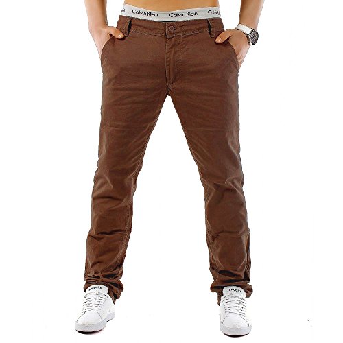 EGOMAXX Herren Chino Hose Regular Fit MC Trendstr Elegante Basic Stoff Jeans, Farben:Camel, Größe Hosen:28W von EGOMAXX