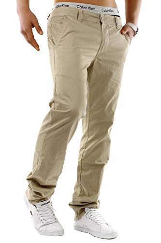 EGOMAXX Herren Chino Hose Stretch Jeans Slim Fit Designer Basic Stoffhose, Farben:Hellbraun, Größe Hosen:28W von EGOMAXX