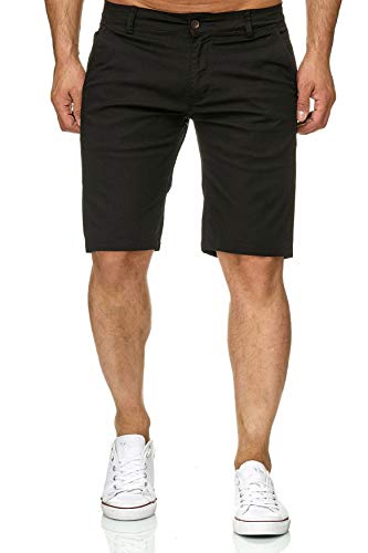 EGOMAXX Herren Chino Capri Shorts Kurze Bermuda Sommer Hose Freizeitshorts Fredy & Roy Minimalist, Farben:Schwarz, Größe:31W von EGOMAXX