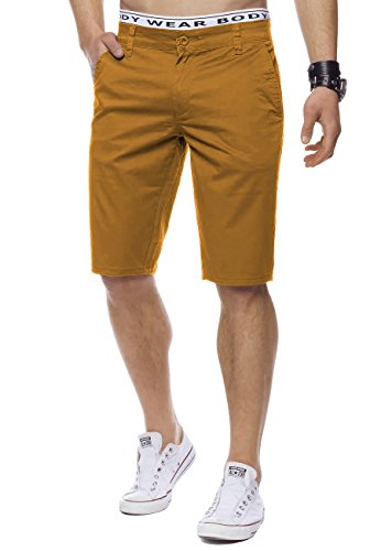 EGOMAXX Herren Chino Shorts Sommer Bermuda Hose Slim Fit Basic Kurz Leicht H1442, Farben:Camel, Größe:28W von EGOMAXX
