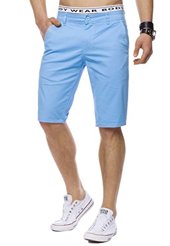 EGOMAXX Herren Chino Shorts Sommer Bermuda Hose Slim Fit Basic Kurz Leicht H1442, Farben:Hellblau, Größe:28W von EGOMAXX