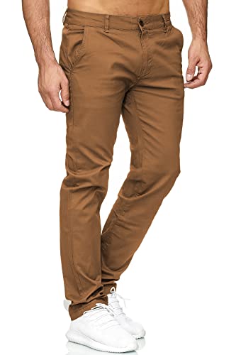 EGOMAXX Herren Chino Stretch Hose Basic Denim Jeans Design Pants Regular Fit Einfarbig Fredy & Roy, Farben:Braun, Größe Hosen:29W von EGOMAXX