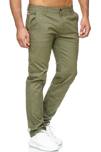 EGOMAXX Herren Chino Stretch Hose Basic Denim Jeans Design Pants Regular Fit Einfarbig Fredy & Roy, Farben:Olive, Größe Hosen:29W von EGOMAXX