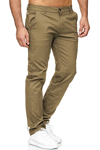 EGOMAXX Herren Chino Stretch Hose Basic Denim Jeans Design Pants Regular Fit Einfarbig Fredy & Roy, Farben:Sand, Größe Hosen:29W von EGOMAXX