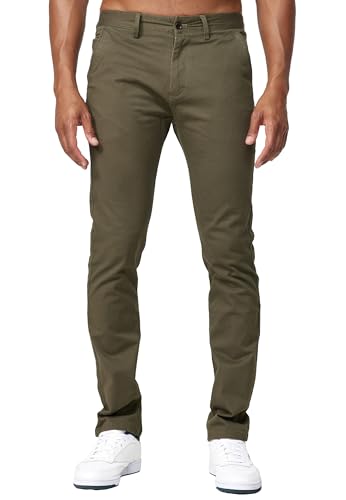 EGOMAXX Herren Chino Stretch Hose Basic Denim Jeans Design Pants Regular Fit Einfarbig Giani Active, Farben:Khaki, Größe Hosen:34W von EGOMAXX