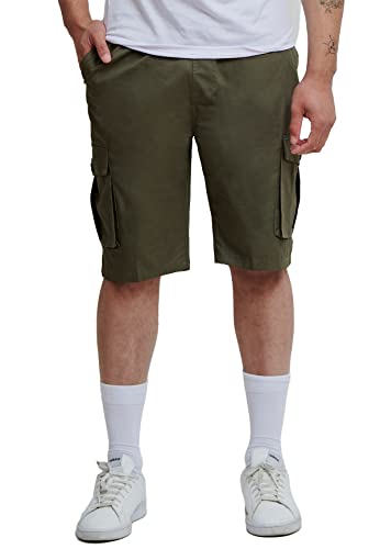 EGOMAXX Herren Kurze Cargo Shorts Hose Capri Bermuda Trekking Pants Freizeit Trousers mit Tunnelzug Schnürung, Farben:Khaki, Größe Hosen:XXL von EGOMAXX