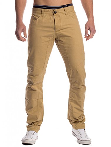 EGOMAXX Herren Stoff Hose Chino Jeans Tapered Leg H1451, Farben:Hellbraun, Größe Hosen:29W von EGOMAXX