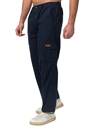 EGOMAXX Herren Stretch Cargo Jogger Hose Gefüttert Freizeit Pants Regular Fit Trousers mit Tunnelzug, Farben:Dunkelblau, Größe Hosen:XL von EGOMAXX
