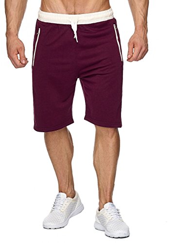 EGOMAXX Herren Sweat Shorts Kurze Jogging Hose Bermuda Sporthose H1927, Farben:Rot, Größe:XXL von EGOMAXX