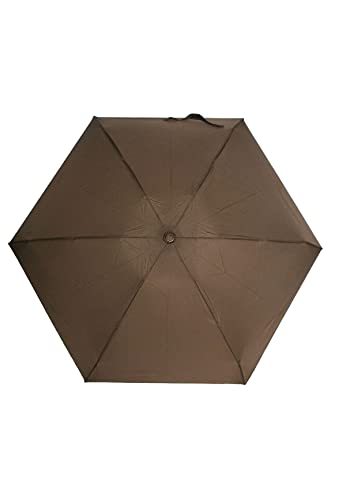 EGOMAXX Kleiner Regenschirm Legeres Design Mini Taschenschirm Leicht und Stabil Snowball, Farben:Braun, Schirmgröße:Onesize von EGOMAXX